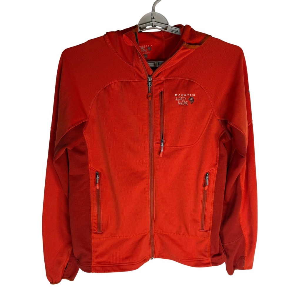 Mountain Hardwear Mens Orange Full Zip Grid Fleece Scuba Hoodie M 2758 - Picture 3 of 8